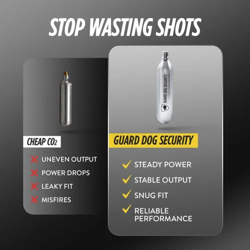 Vista 8 de Guard Dog Security 8 Gram / 12 Gram Co2 Cartridges, Non-Threaded for BB Gun, BB Pistol, Airsoft Pistol, and Paintball Markers, Snug fit, Solid Seal