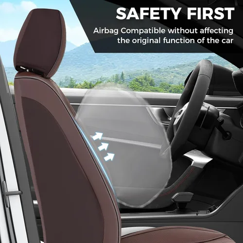 Vista 4 de Fundas de asiento delantero de automóvil, fundas de asiento de cuero para automóviles, protector de asiento de automóvil, impermeable, transpirable