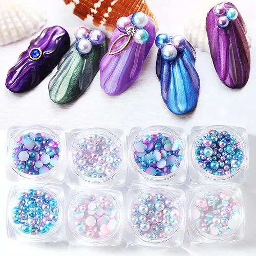 Vista 10 de 6 cajas de dijes de uñas 3D dorados, dijes de arte de uñas con parte trasera plana, joyas de diamantes de imitación para uñas, gemas de uñas