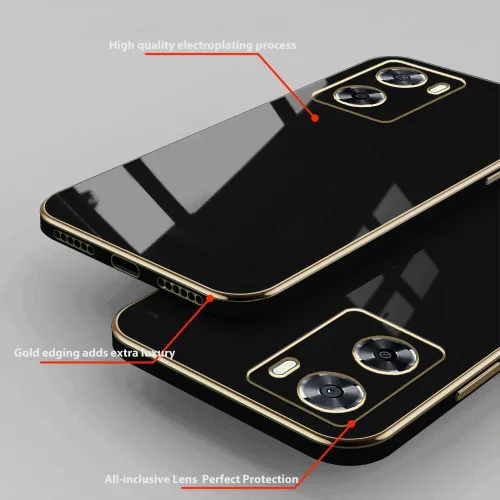 Vista 2 de Compatible con Oppo A57s Funda de silicona rosa, chapado para Oppo A57 0.14 oz, funda delgada y suave a prueba de golpes (negro)