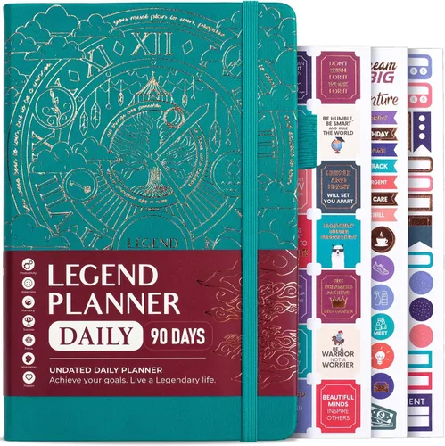 Vista 8 de Legend - Agenda diaria sin fecha, camino de día por hora, A5 de 3 meses Negro