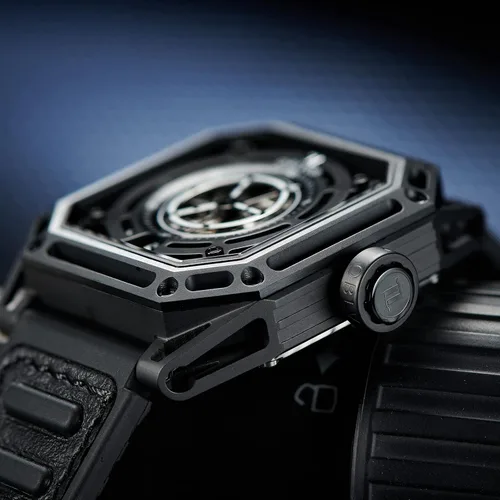 Vista 5 de Luxury Square Luminous Self-Wind Mens Watch Fashion Mechanical Automatic Waterproof Sport Watch Rubber Watch AK