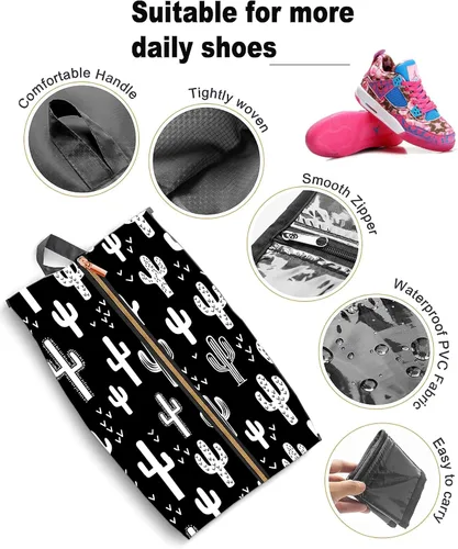 Vista 5 de AKMASK Bolsas de zapatos de viaje para artículos esenciales de viaje, bonitas bolsas de viaje de nailon impermeables para zapatos para hombres