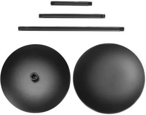 Vista 2 de QWORK Elegante portavelas negro de 3 pilares, centros de mesa de hierro forjado de metal resistente con acabado mate, juego de 2