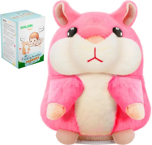 Vista 10 de SANJOIN Juguetes para niños pequeños, hámster parlante repite lo que dices para niños y niñas, animales de peluche, juguete sensorial interactivo