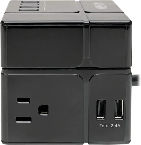 Vista 8 de Tripp Lite TLP366CUBEUSBB Protector de sobretensiones de 3 tomas de corriente con USB, protector de sobretensiones de toma de pared desmontable, 6