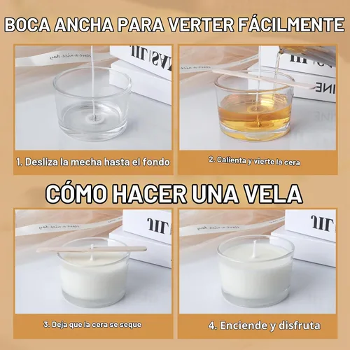 Vista 6 de Tarros de vela de vidrio de 4 onzas, paquete de 12 tarros pequeños para hacer velas, tarros vacíos de vidrio grueso de boca ancha con tapas de bambú