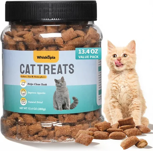 Vista 8 de Golosinas para gatos de interior con hierba gatera de 13.4 onzas con control de bola de pelo y cuidado dental, bocadillos naturales de pollo