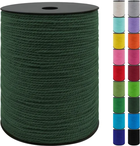 Vista 10 de JeogYong Cordón de algodón de 10mm, 22.86 metros de cuerda natural para macramé, hilo de 3 hebras torcido, cuerda para macramé para manualidades