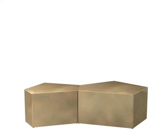 Vista 6 de Yoglad Juego de 2 mesas de centro anidables del Pentágono, mesas de café de forma irregular, muebles modernos de estilo industrial, no necesita