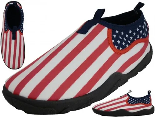 Vista 2 de E1A172M - Zapatos de agua para hombre, calcetines acuáticos con bandera estadounidense, atléticos, sin cordones, para deportes, piscina, playa