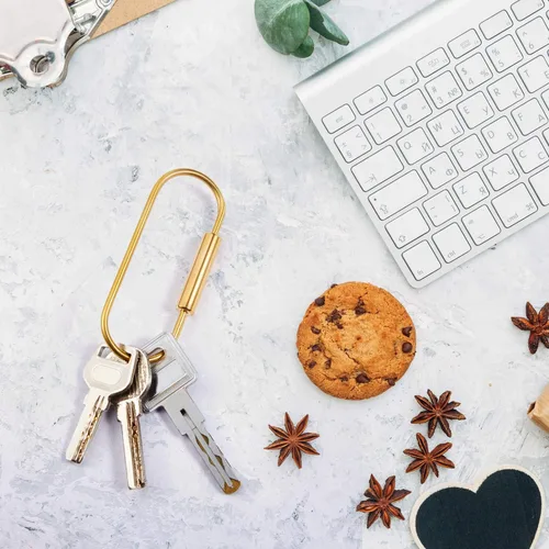 Vista 4 de WILLBOND Brass Key Ring Gold Screw Lock Keychain Durable Brass Screw Clip Simple Style Keychain for Handbags Purse Bag Charms