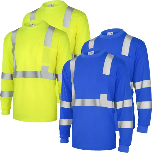 Vista 14 de Amylove 4 piezas de camisa de seguridad de manga larga reflectante de alta visibilidad, camisas de trabajo de construcción para hombres y mujeres