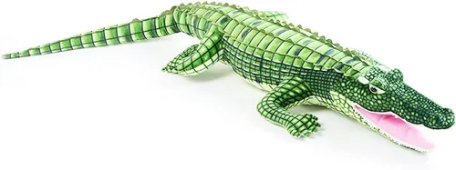 Vista 3 de ERDAO Peluche de cocodrilo, juguete realista de cocodrilo grande, 39.3 pulgadas, verde