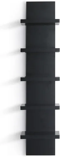 Vista 9 de Estantes de pared de 5 niveles en negro, estante de columna vertical flotante, organizador de almacenamiento para decoración del hogar, diseño