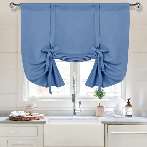 Vista 63 de DWCN Cortinas Opacas - Persiana Enrollable con Lazos para Ventana, Aislamiento Térmico, Oscurecimiento de Habitación, Cortinas con Bolsillo