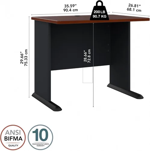Vista 3 de Bush Business Furniture - Serie A 36W Escritorio 36W Negro