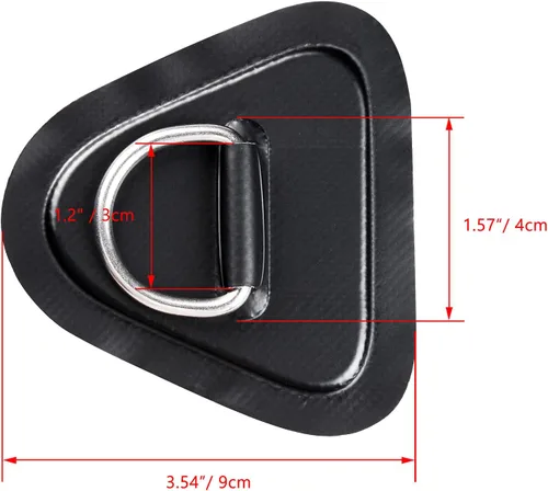 Vista 2 de TOBWOLF 6 Pack 3.54" / 9cm Stainless Steel D-Ring Patch for Inflatable Boat Kayak Dinghy SUP, Triangular D-Ring PVC Patch Stand-Up Paddleboard Canoe