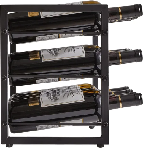 Vista 6 de IBUYKE Estante de vino para encimera, estante de vino de metal de 3 niveles, estante de vino con capacidad de almacenamiento independiente para 12