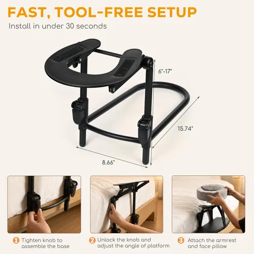 Vista 6 de Massage Headrest for Bed, Adjustable Bed Face Cradle Holder with Armrest