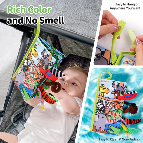 Vista 5 de Jollybaby - Libros arrugados para bebés, juguetes sensoriales de tacto suave y sensación para bebés de 0 a 6 meses, juguetes de tela educativos