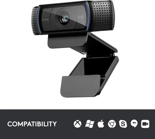 Vista 14 de Cámara web HD Pro C920 Logitech, visualización panorámica 1080P videollamadas y grabación, Negro