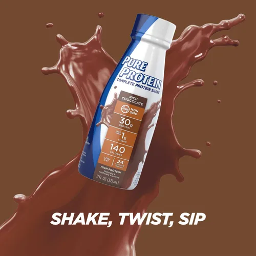 Vista 10 de Pure Protein Batido de proteína de chocolate, 1.06 oz de proteína completa, listo para beber y apto para dieta cetogénica, vitaminas A, C, D y E más