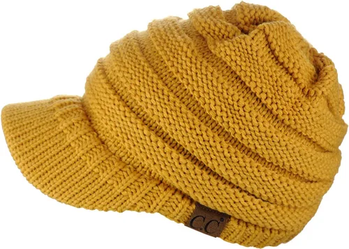 Vista 7 de C.C Gorro de punto trenzado cálido y grueso con visera
