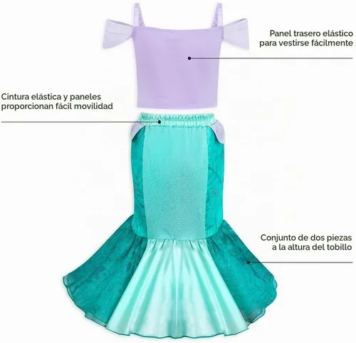 Vista 8 de Disfraz Oficial de Princesa de Disney Store – Trajes de Princesa para Vestirse y Jugar Ariel