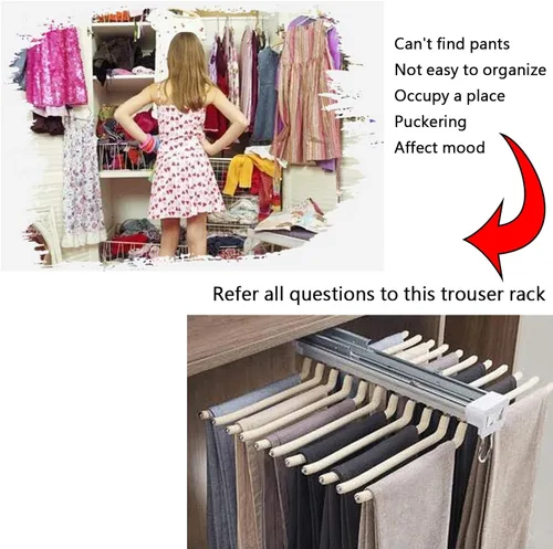 Vista 8 de MYOYAY Perchero extraíble para pantalones con 22 brazos de acero, organizador de ropa para armario, para ahorrar espacio y almacenamiento, carga