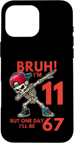 Vista 19 de Bruh I'm 11 But One-Day I'll Be 67 Retro 11th Birthday - Carcasa para iPhone 17