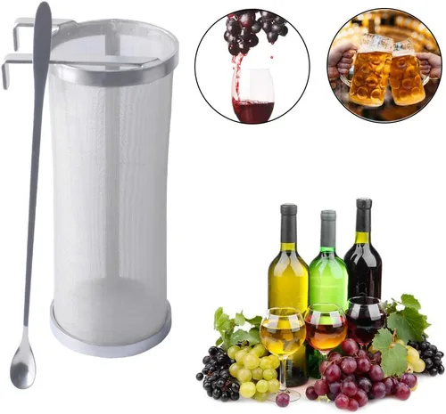 Vista 6 de Gekufa Filtro Hop Spider de acero inoxidable de 300 micras con cuchara, colador casero para elaboración de cerveza, té, café, té de abono