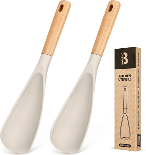 Vista 11 de Cuchara de cocina para utensilios de cocina antiadherentes, ideal para cocinar y servir silicona mate resistente sin BPA, cuchara con mango
