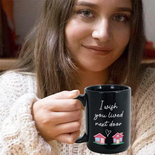Vista 7 de Taza Bubble Hugs I Wish You Lived Next Door de 15 onzas, regalo ideal para inauguración de la casa para mejores amigos, amigos de larga distancia