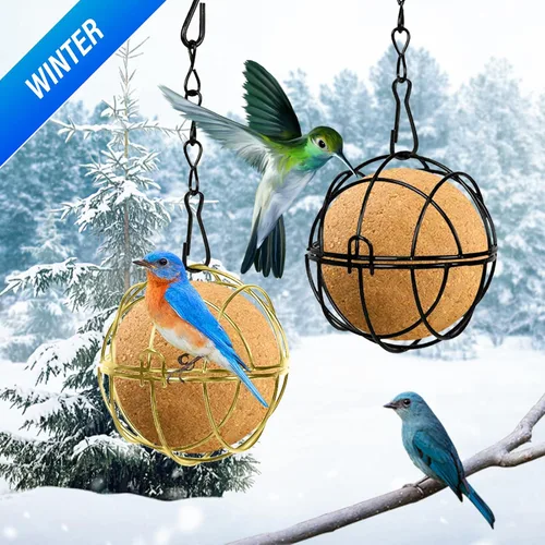 Vista 5 de Longzhuo 6 comederos metálicos para colibríes para colgar en exteriores, bola redonda de sebo a prueba de ardillas, regalos de observación de aves