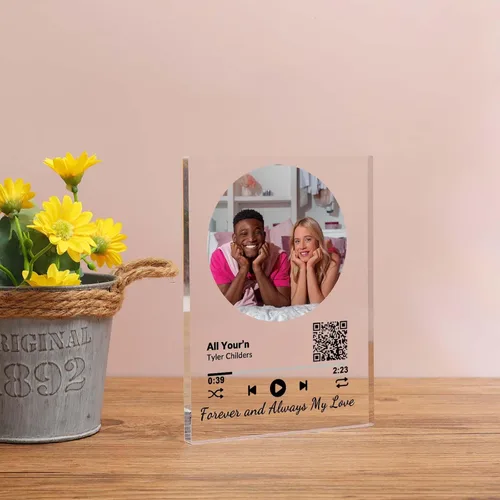 Vista 12 de Placa de música personalizada, cubierta de álbum de canción personalizada, marco de fotos personalizado, arte de vidrio, regalo de fotos, regalo