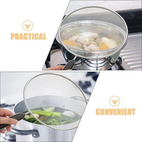 Vista 3 de 3 Piece Stainless Steel Grease Splatter Screen for Cooking Pans