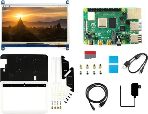 Vista 2 de waveshare Kit de pantalla compatible con Raspberry Pi 4 Modelo B 7 pulgadas LCD táctil capacitiva micro tarjeta y etc.