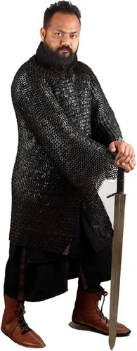 Vista 2 de 9 MM ID MS camisa de manga completa con remachado plano Hauberk Chain Mail Armor