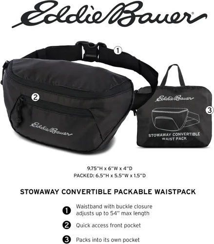 Vista 6 de Eddie Bauer Stowaway - Chaleco plegable hecho de poliéster Ripstop con 2 bolsillos seguros con cremallera