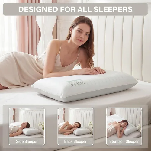 Vista 10 de Almohada de espuma viscoelástica refrescante, almohada de cama, almohada de cuello de tacto medio suave para dormir, almohadas de espuma