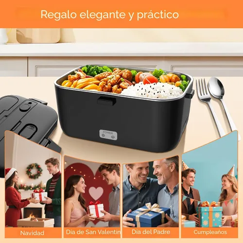 Vista 8 de COZYEXPERT Lonchera Eléctrica Portátil Calentadora de Alimentos 100W 1.8L Calentador de Alimentos Portátil para Adultos 12V/24V/110-230V para Negro