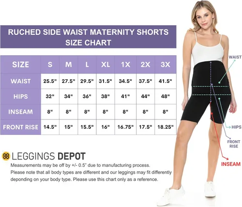 Vista 5 de Leggings Depot Pantalones cortos de maternidad con cintura lateral fruncida para mujer, pantalones cortos sobre el vientre