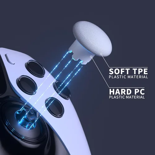Vista 5 de eXtremeRate Robot White - Palancas de repuesto intercambiables para controlador de borde PS5, tapas de joystick analógico intercambiables