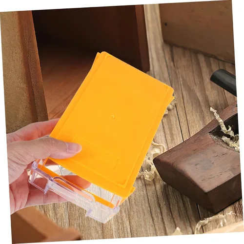 Vista 6 de Caja organizadora de cajones de escritorio modular apilable con múltiples contenedores de almacenamiento de plástico amarillo compacto