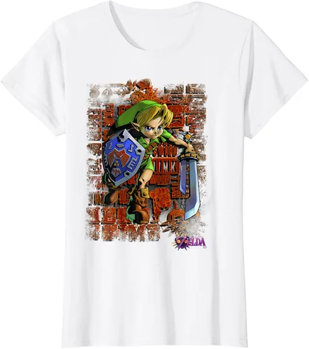 Vista 14 de Legend of Zelda Majoras Mask Link Action Retrato Camiseta Negro