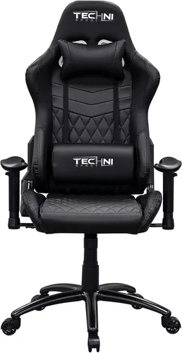 Vista 5 de Techni Sport RTA-TS51-BK - Silla para juegos, color negro Adjustable lumbar support, adjustable armrests, carbon fiber look, 300 lb capacity