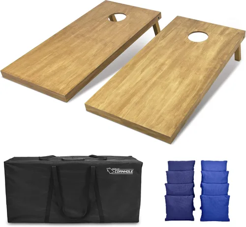 Vista 36 de GoSports 4 ft x 2 ft Regulation Size Wooden Cornhole Boards Set with Light Brown Finish - Includes Carrying Case and Bean Bags Negro- gris
