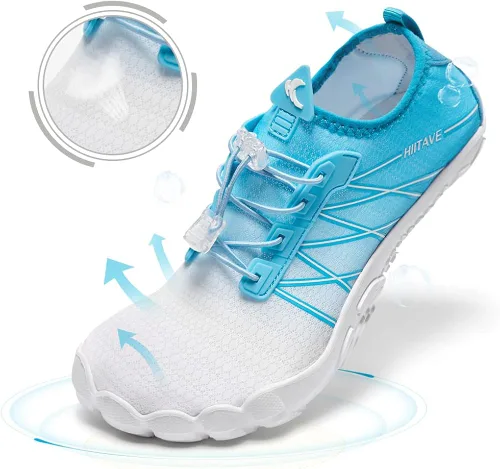 Vista 3 de HIITAVE Zapatos de agua antideslizantes, zapatos acuáticos de secado rápido, ligeros, con playa, río, piscina, para hombres y mujeres