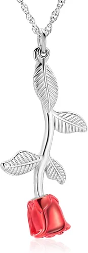 Vista 9 de Shajwo - Collar de urna con flor de rosa para cenizas, joyería de cremación para mujeres y niñas, dije conmemorativo, colgante de urna para cenizas